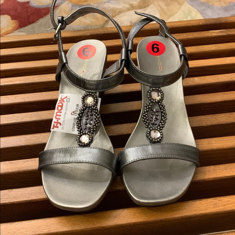 Bandolino Silver Sandals with Embellishments